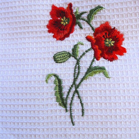 Geschirrtuch♥Rote Blume♥zauberhaft bestickt von Hobbyhaus