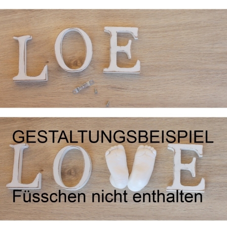 Babyfüsschen Abformset Shabby-Art Love-Rahmen bis 6 Monate