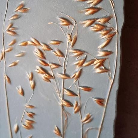 Gipsbild Gipsabdruck Relief 3D Gipsfliese Pflanzenabdruck Gips