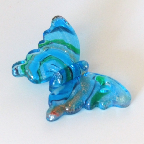 Glasanhänger Schmetterling blau Kettenanhänger aus Glas