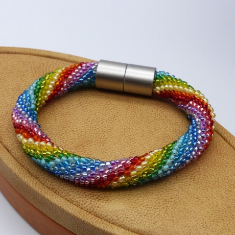 Schmuckset Regenbogen, Halskette + Armband, Häkelschmuckset,