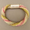 Glasperlenarmband, bunt, Pastelltöne, 19 cm, Häkelarmband