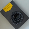 Perlenkette gehäkelt in grau schwarz, 50 cm, Magnetverschluss
