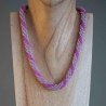 Glasperlenkette gehäkelt, pink violett silber, 45 cm