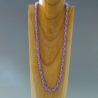 Lange Glasperlenkette gehäkelt, türkis himbeer creme, 71 cm