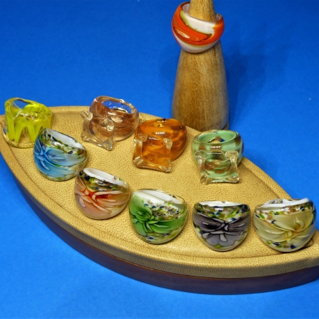 Ringe, Glasringe, Murano, verschiedene Designs, Größe 16