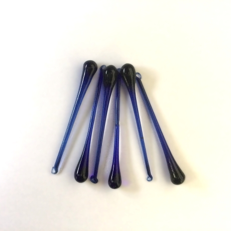   Vintage Glastropfen 6er Set in Blau aus den 80er Jahren