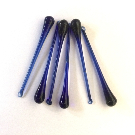   Vintage Glastropfen 6er Set in Blau aus den 80er Jahren