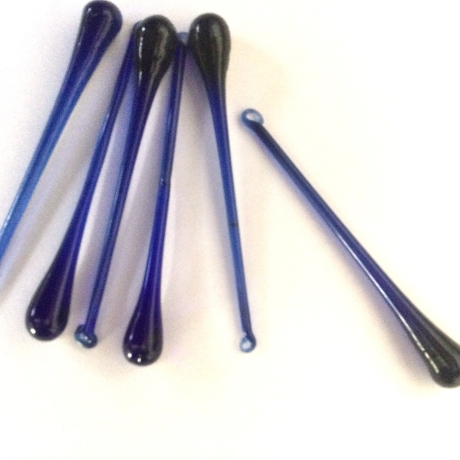   Vintage Glastropfen 6er Set in Blau aus den 80er Jahren