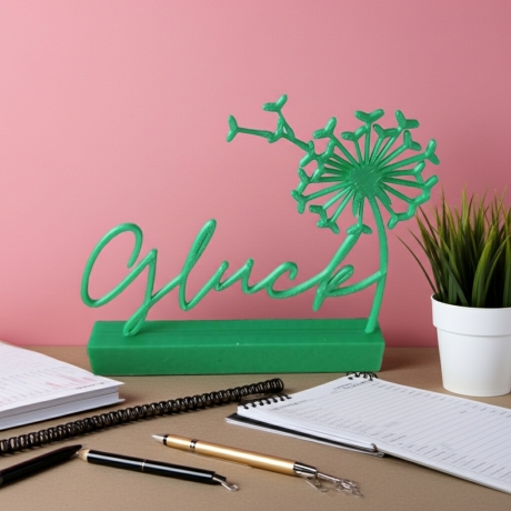 Glücks-Klötzchen-Aufsteller mit Pusteblume 