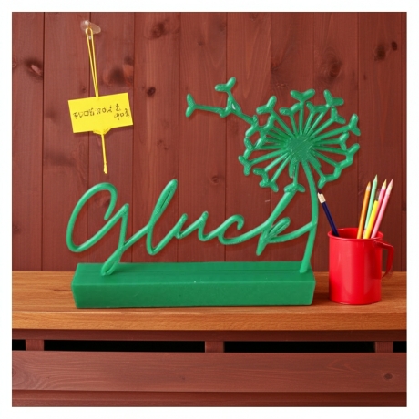 Glücks-Klötzchen-Aufsteller mit Pusteblume 