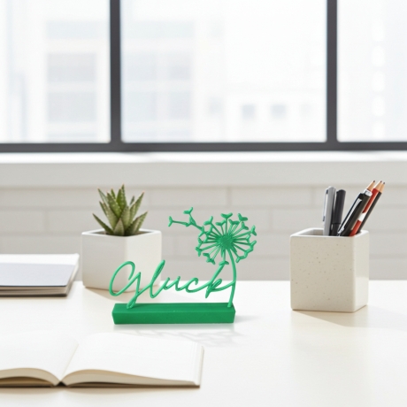 Glücks-Klötzchen-Aufsteller mit Pusteblume 