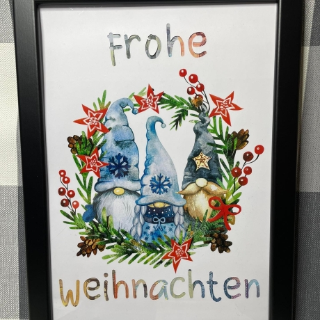 Geldgeschenk Bilderrahmen Weihnachten Wichtel Gnom 6 DIN A4