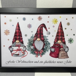 Geldgeschenk Bilderrahmen Weihnachten Wichtel Gnom DIN A4