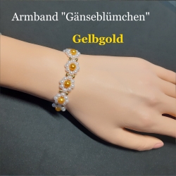 Armband Gänseblümchen Gelb-Gold Perlenschmuck niedlich Armreifen 