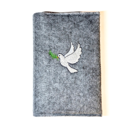 Gotteslobhülle grau mit weißer Taube