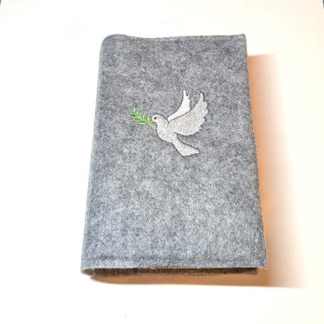 Gotteslobhülle grau mit weißer Taube