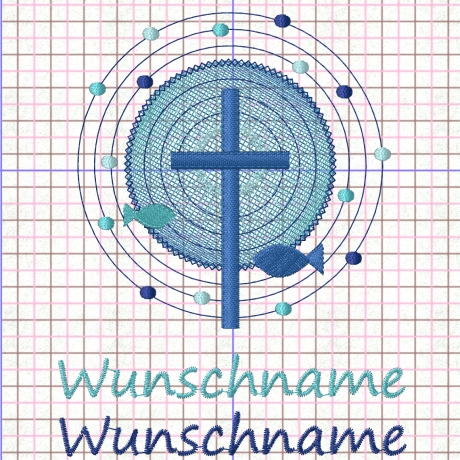 Gotteslobhülle, Filz,  Kreuz und Fischen, rot, personalisierbar