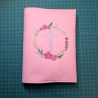Gotteslobhülle, Filz, rosa mit Blütenkranz und Kreuz