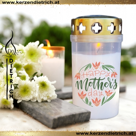 Grablicht Mama 7 | personalisierbar | Kerze Friedhof | Grabdeko