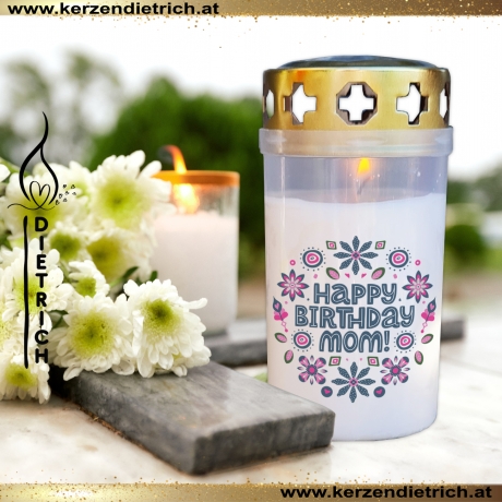 Grablicht Mama 9 | personalisierbar | Kerze Friedhof | Grabdeko