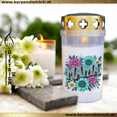 Grablicht Mama 13 | personalisierbar | Kerze Friedhof | Grabdeko
