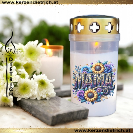 Grablicht Mama 15 | personalisierbar | Kerze Friedhof | Grabdeko