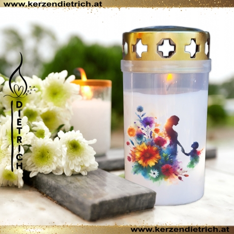 Grablicht Mama 16 | personalisierbar | Kerze Friedhof | Grabdeko