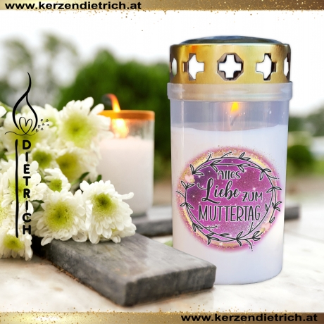 Grablicht Mama 25 | personalisierbar | Kerze Friedhof | Grabdeko