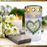 Grablicht Blumenherz 12 | personalisierbar | Kerze Friedhof, Grab