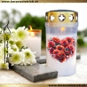 Grablicht Blumenherz 1 | personalisierbar | Kerze Friedhof | Grab