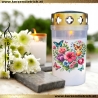 Grablicht Blumenherz 22 | personalisierbar | Kerze Friedhof, Grab