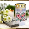 Grablicht Blumenherz 23 | personalisierbar | Kerze Friedhof, Grab