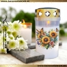 Grablicht Blumenherz 24 | personalisierbar | Kerze Friedhof, Grab
