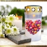 Grablicht Blumenherz 25 | personalisierbar | Kerze Friedhof, Grab