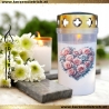 Grablicht Blumenherz 29 | personalisierbar | Kerze Friedhof, Grab