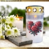 Grablicht Blumenherz 35 | personalisierbar | Kerze Friedhof, Grab