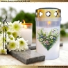 Grablicht Blumenherz 8 | personalisierbar | Kerze Friedhof | Grab