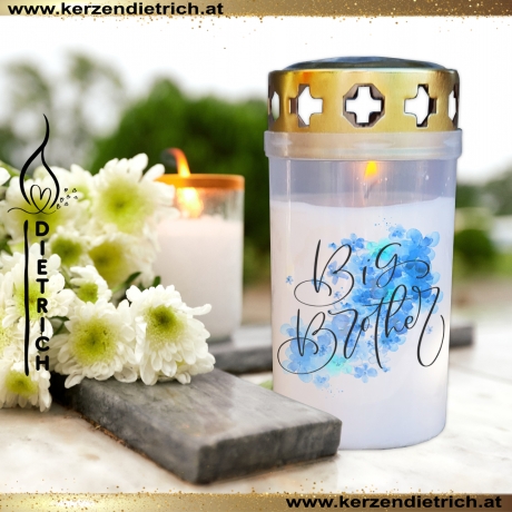 Grablicht Bruder 2 | personalisierbar | Kerze Friedhof | Grabdeko
