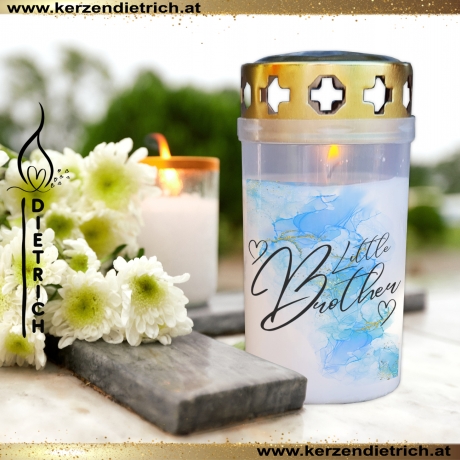 Grablicht Bruder 4 | personalisierbar | Kerze Friedhof | Grabdeko