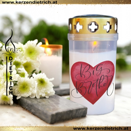 Grablicht Bruder 8 | personalisierbar | Kerze Friedhof | Grabdeko