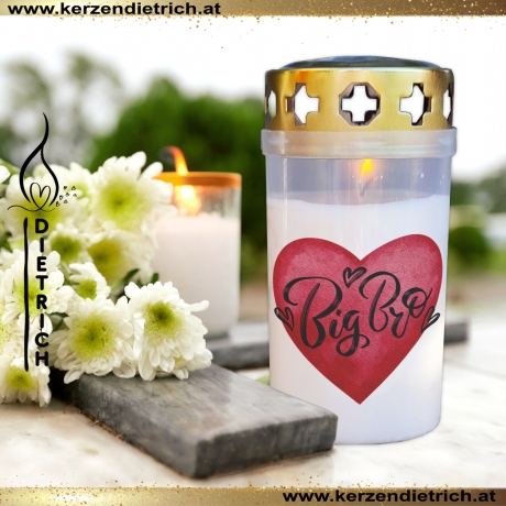 Grablicht Bruder 9 | personalisierbar | Kerze Friedhof | Grabdeko