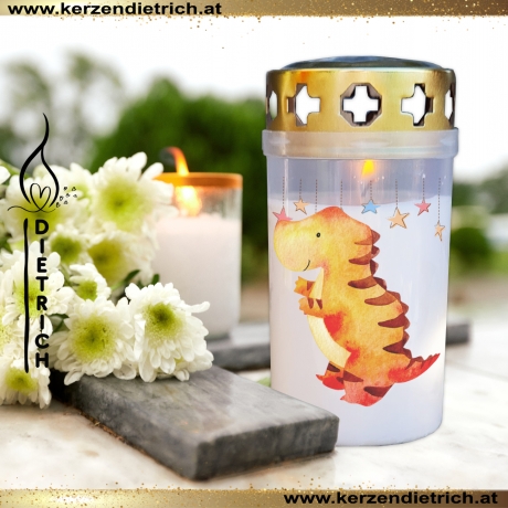 Grablicht Dino 4 | personalisierbar | Kerze | Sternenkind