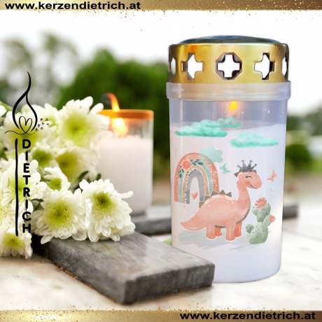 Grablicht Dino 7 | personalisierbar | Kerze | Sternenkind