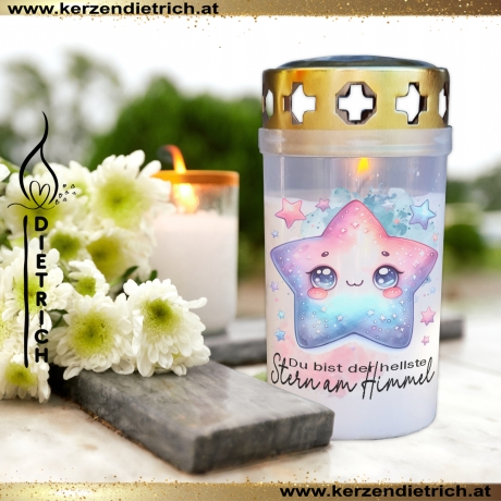 Grablicht Kinder 24 | personalisierbar | Kerze | Sternenkind