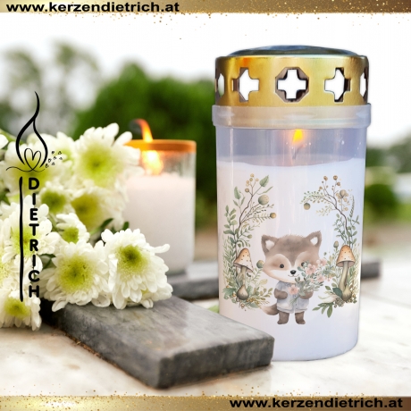 Grablicht Wolf | personalisierbar | Tiere 10 | Kerze Friedhof