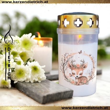 Grablicht Reh | personalisierbar | Tiere 1 | Kerze Friedhof