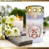 Grablicht Eule | personalisierbar | Tiere 6 | Kerze Friedhof