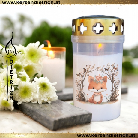 Grablicht Fuchs | personalisierbar | Tiere 7 | Kerze Friedhof