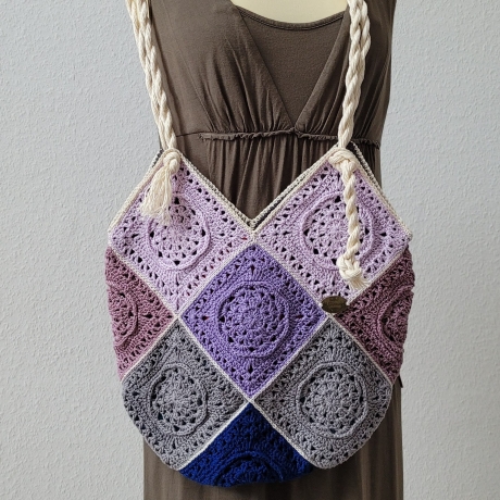 Gehäkelte Tasche , Granny Square, Shopper